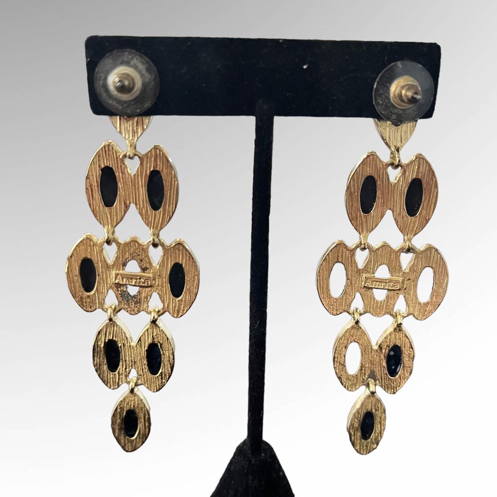 Amrita Singh Goldtone Blue Chandelier Dangle Earrings View 2
